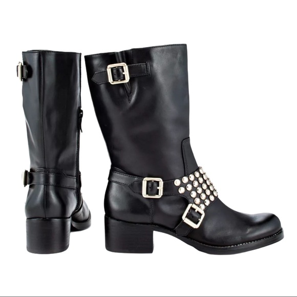 BCBGeneration Halen Black Stud Buckle Zipper Boot - Picture 2 of 12